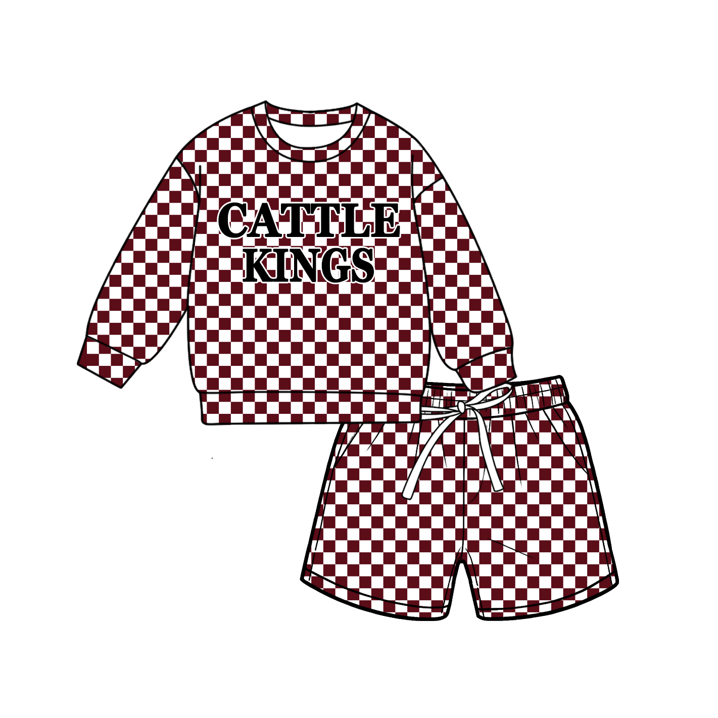 custom moq 5 mix size MSD070803 Baby Kids Casual Checked Long Sleeve Top Drawstring Shorts Clothes Set