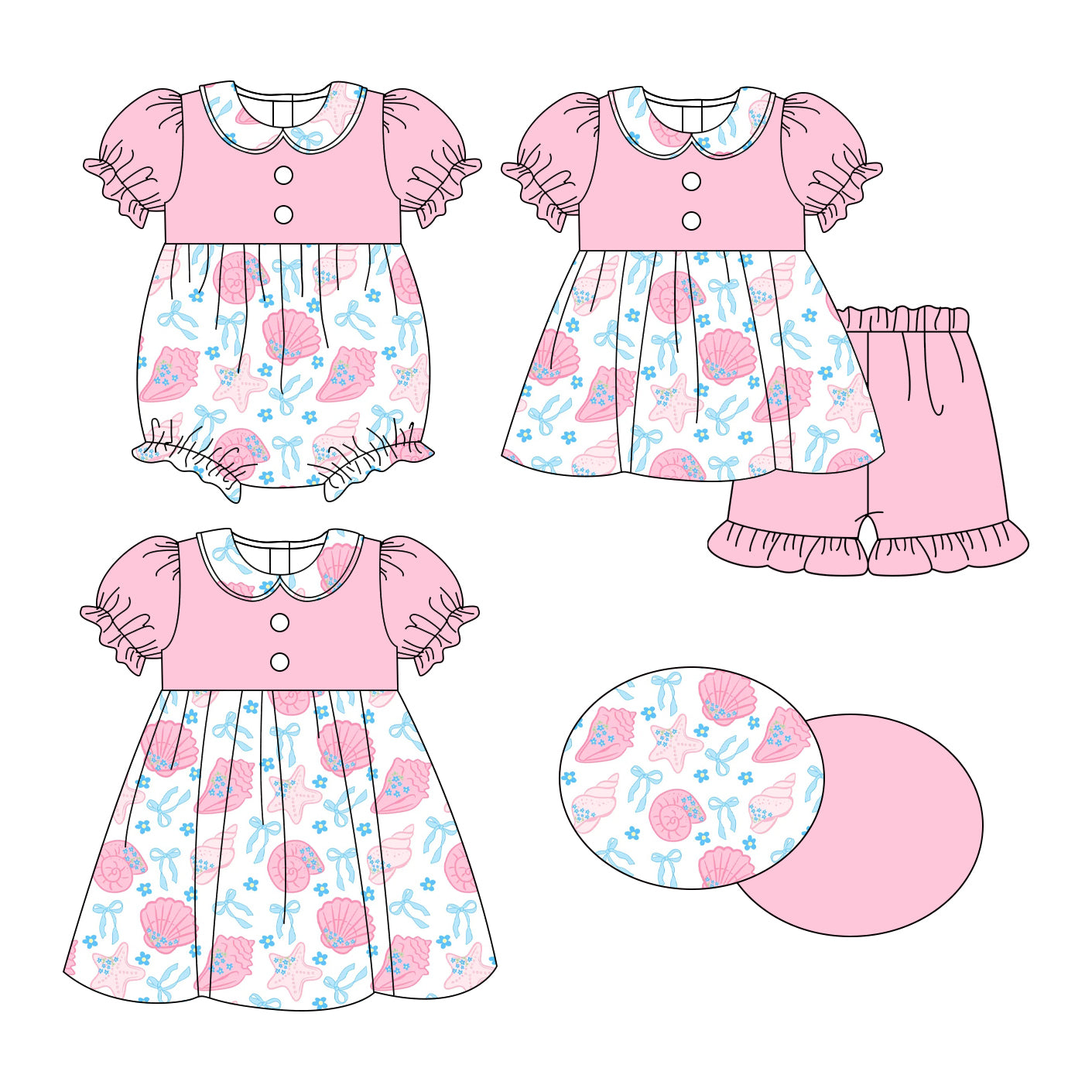 25.10.28 custom each style moq 5 eta 6-8week Sibling Sister bow baby short sleeve shorts sets and romper and dress match design
