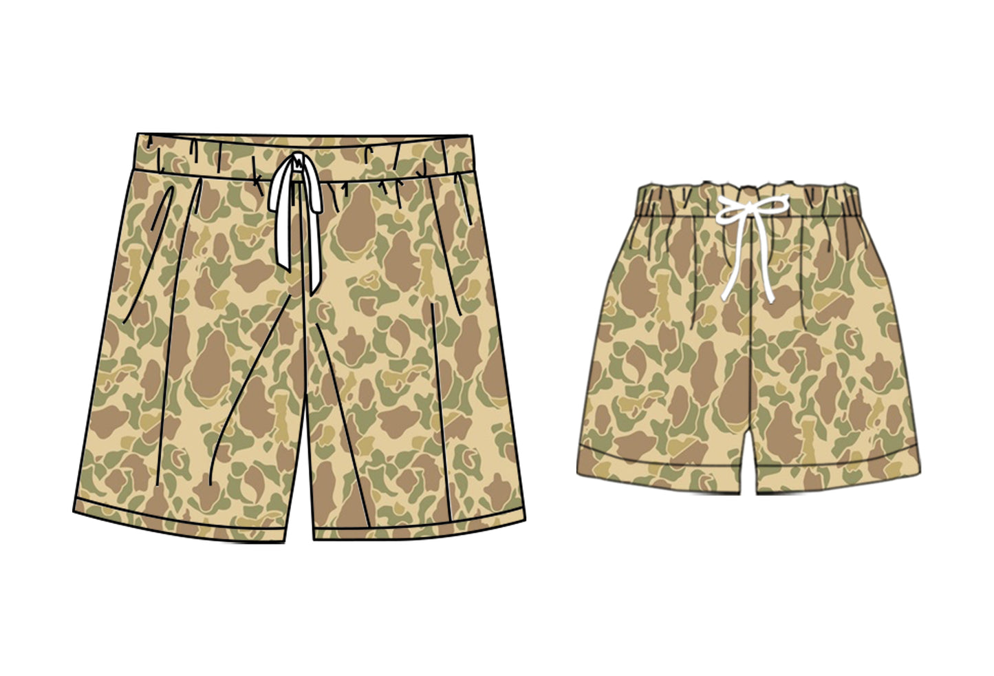 25.10.29 custom each style moq 5 eta 6-8 week Sibling Sister camouflage baby kids clothes summer shorts and adult shorts match design