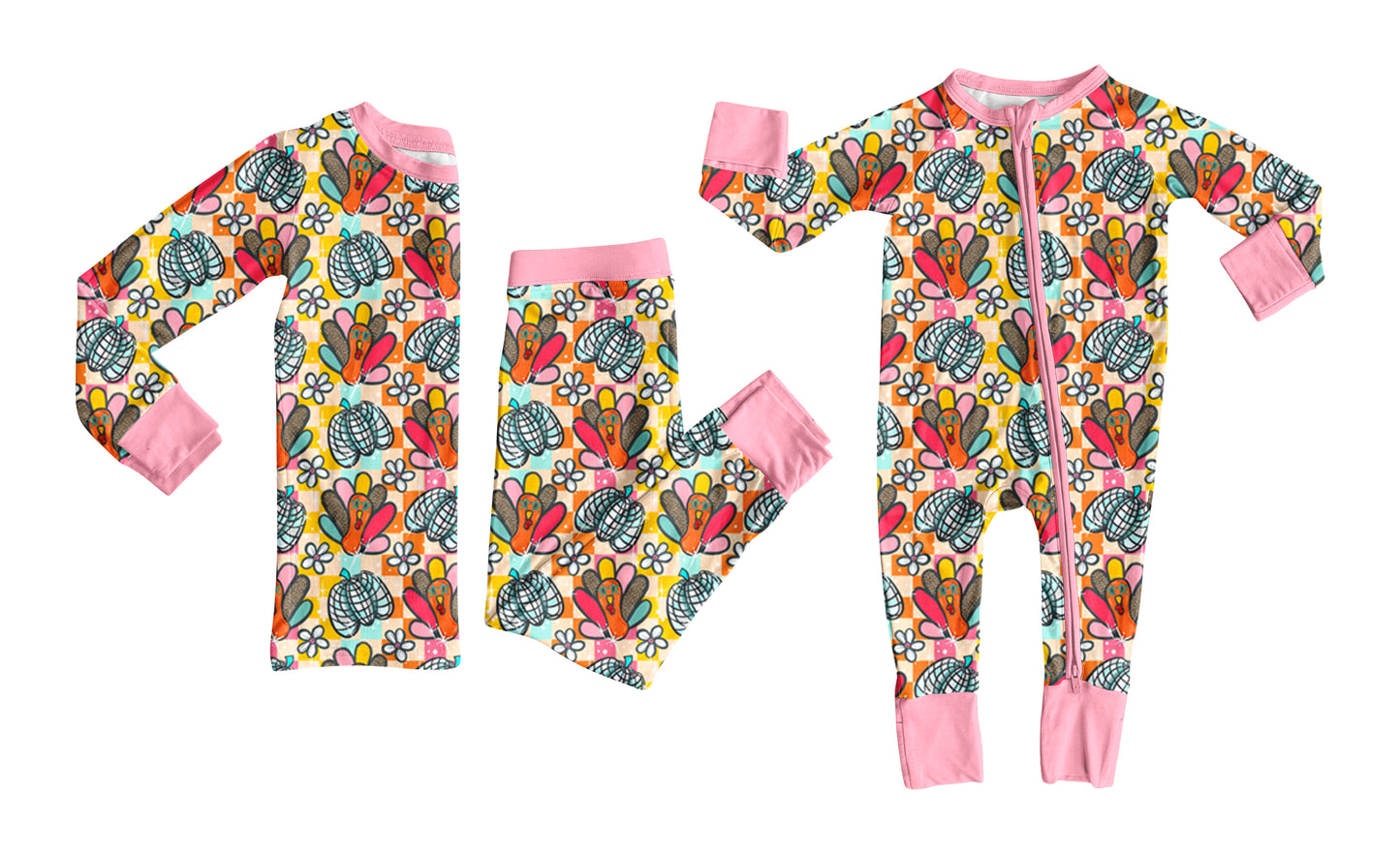 25.7.2 custom each style moq 5eta 4-6week Sibling Sisters turkey baby girl long sleeve pants sets and rompers match family design