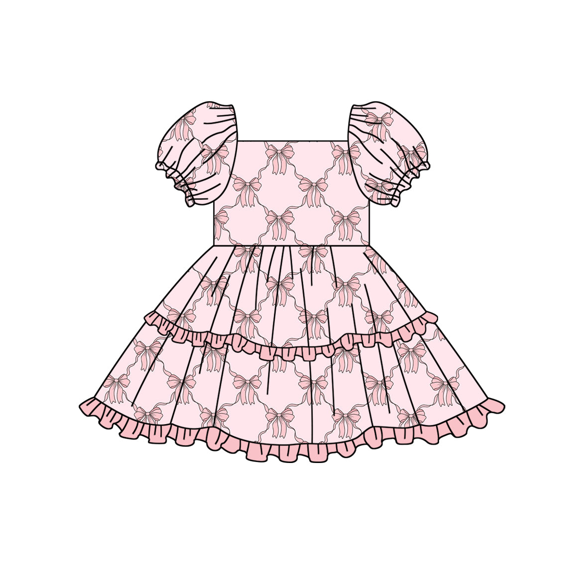 10.9 custom each style moq 5eta 4-6week baby girl clothes bow pink short sleeve dress