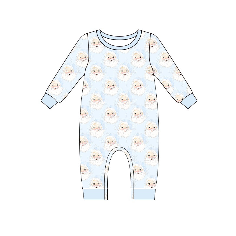 6.15 custom each style moq 5eta 4-6 week Sibling Sister Christmas Santa blue boys outfits and romper match family design