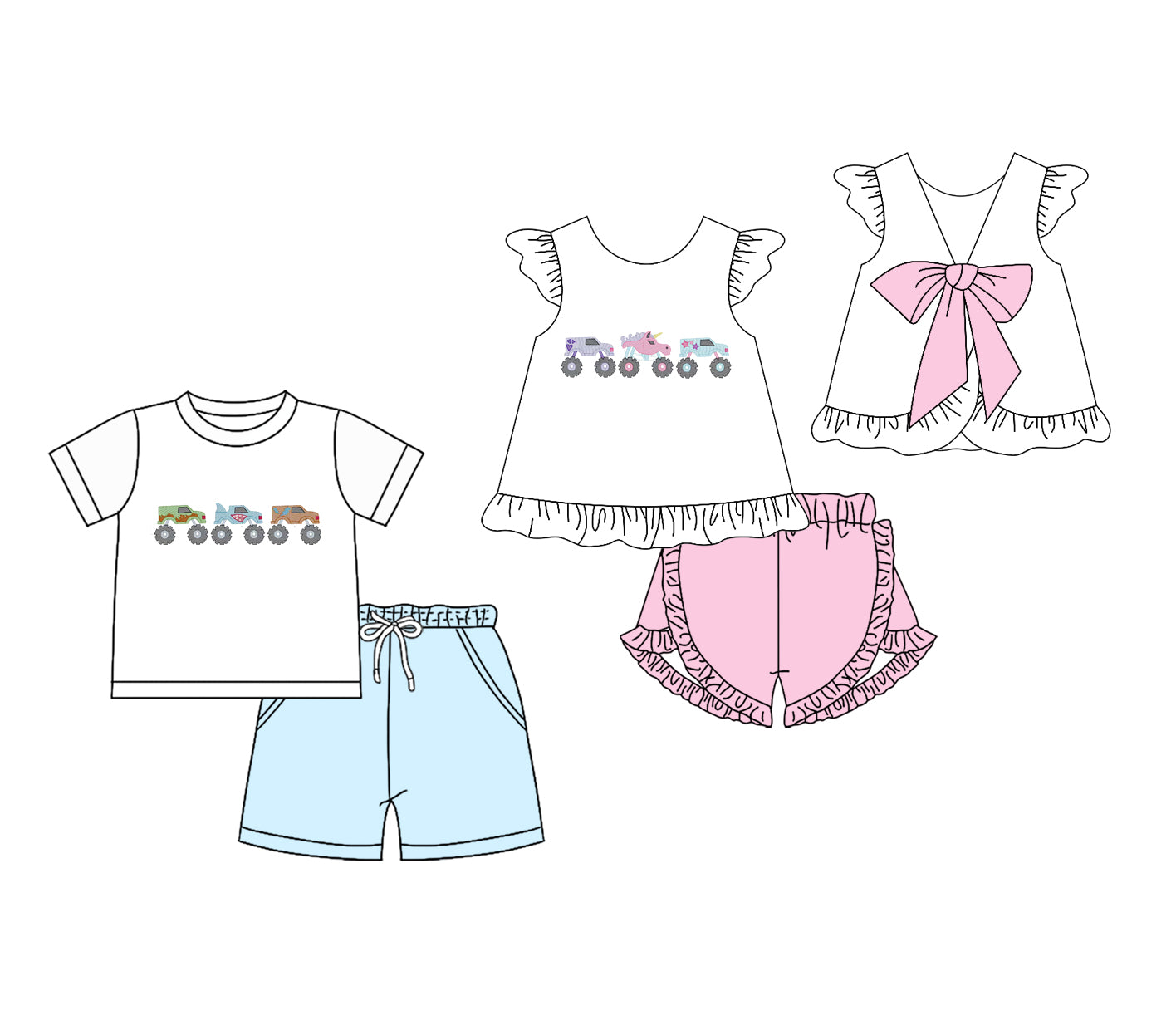 26.1.20 custom each style moq 5 eta 6-8 week Sibling Sister baby boy short sleeve shorts sets 2 match family design