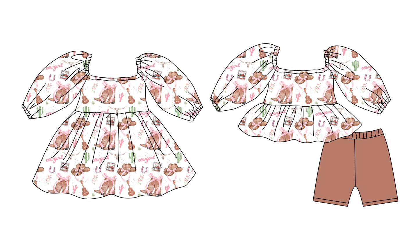 25.12.8 custom each style moq 5 eta 6-8week Sibling Sister boot hat bow baby short sleeve shorts sets and dress match design