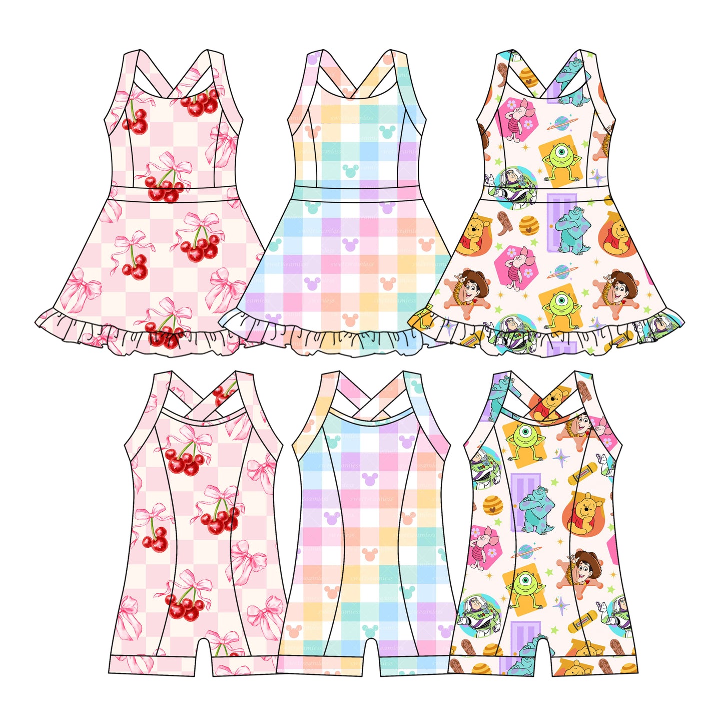 3.18 custom each style moq 5eta 4-6week Sibling Sister baby girls clothes Short sleeve yoga dress and yoga jumpsuit match family design