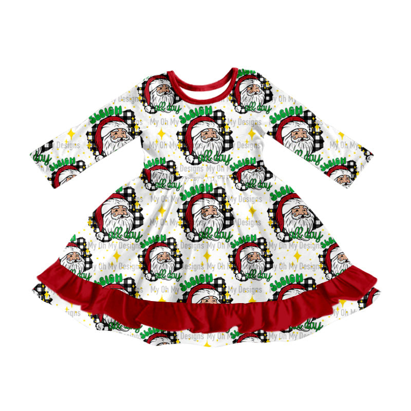 8.6 custom each style moq 5eta 4-6week baby girls clothes Christmas long sleeve dress