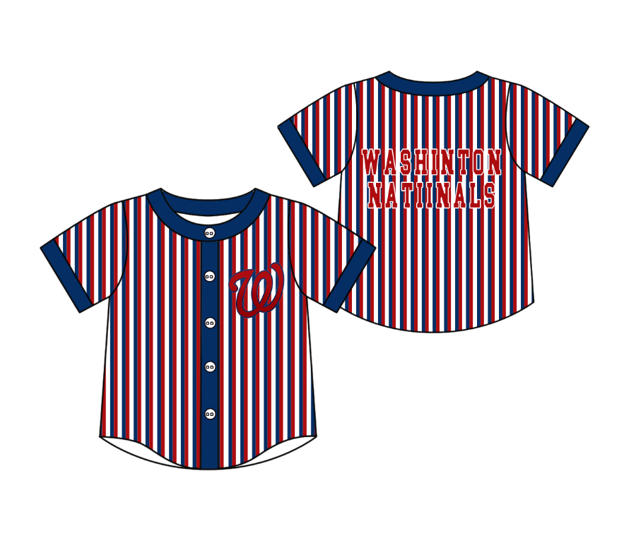 Custom moq 5 mix size milk silk summer teams Red Striped Navy Blue Short-Sleeved Button-Down Shirt for Baby Boy Outfit