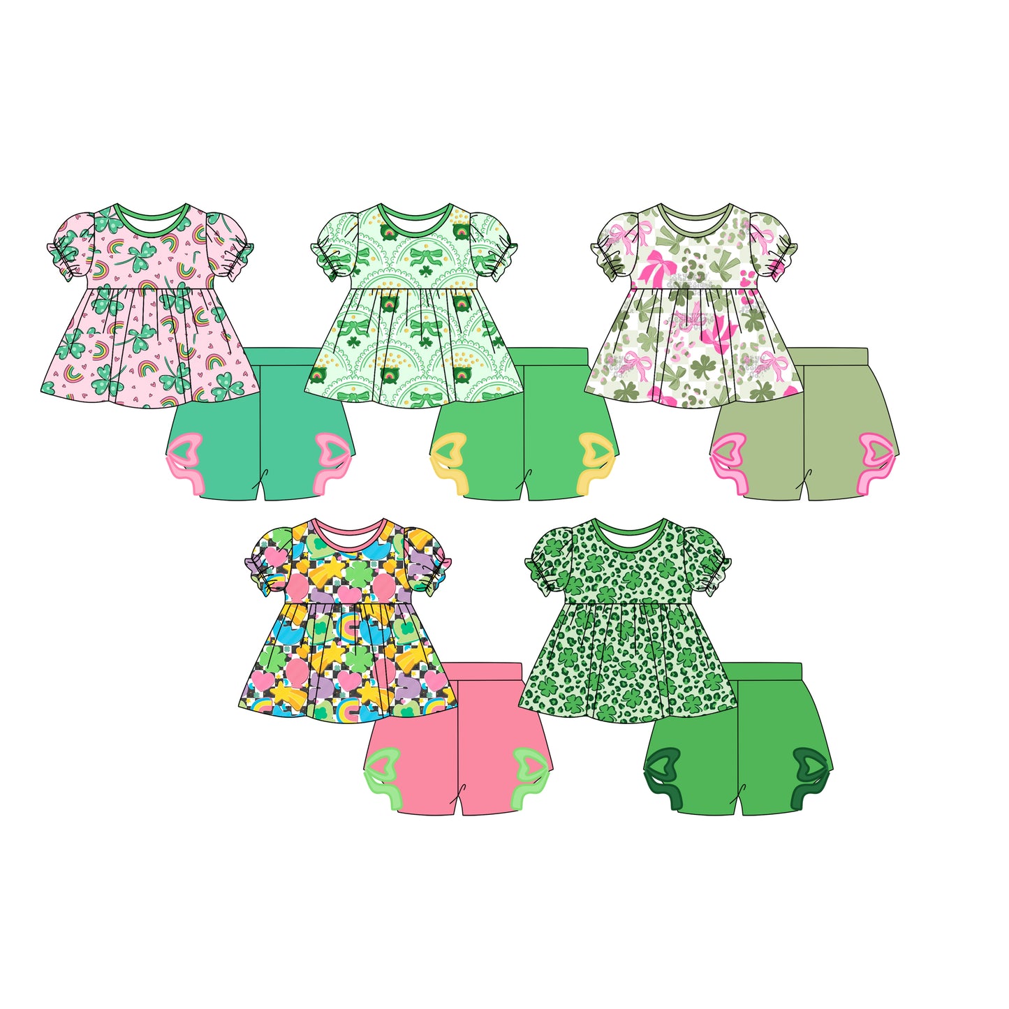 25.10.25 custom each style moq 5 eta 6-8week Sibling Sisters baby girl clothes short sleeve shorts sets 5 match family design