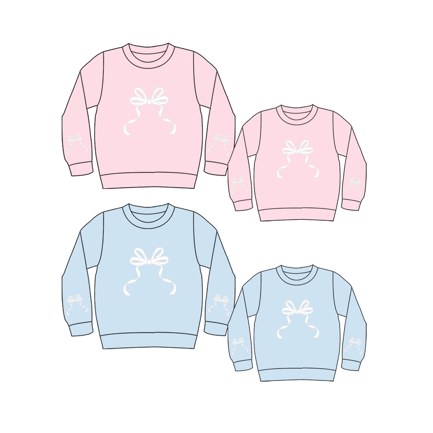 25.9.14 custom each style moq 5eta 4-6week Sibling Sister bow baby long sleeve top 2 and adult top 2 match design