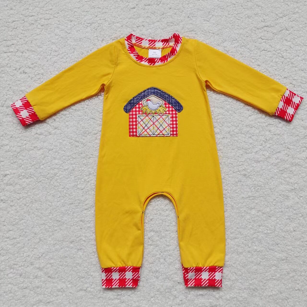 RTS NO MOQ(In Stock) Baby boy clothes long-sleeved bodysuit with embroidered farm