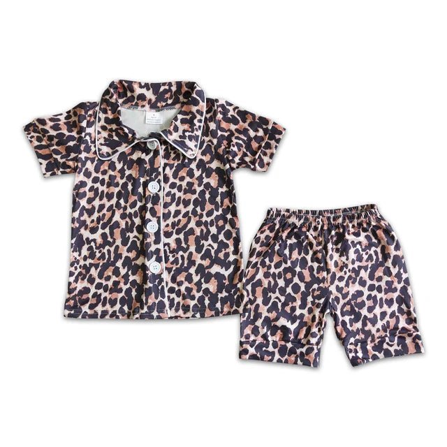 B14-25 baby boys leopard summer pajamas