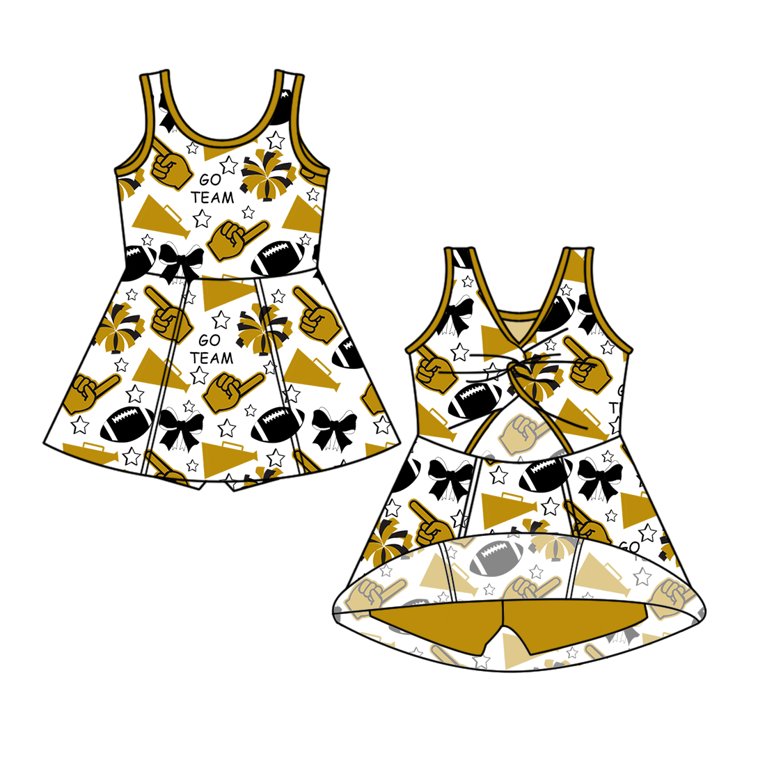 Custom moq 5 mix sizes summer teams baby girls clothes team yellow short sleeve skirts shorts sets and dress-25.6.7