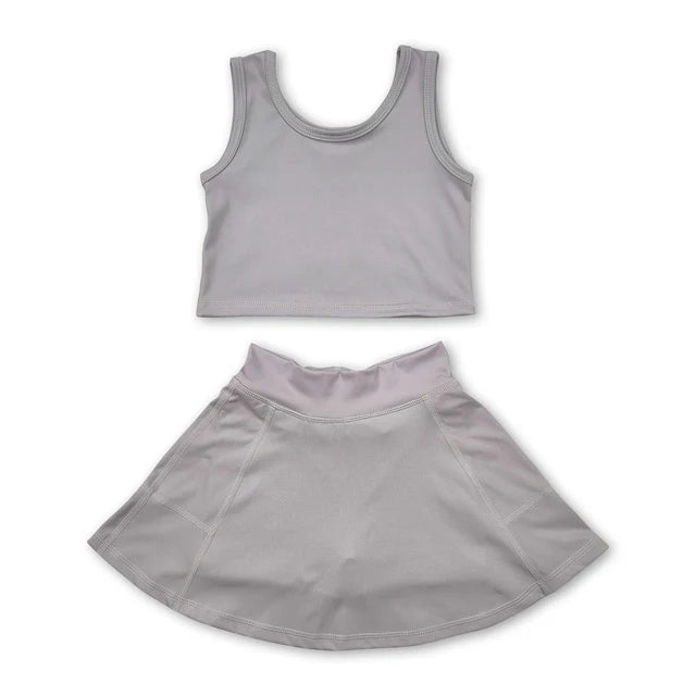 RTS NO MOQ Sibling Baby Girls Colorful Vests Skirt Shorts Yoga Active Clothes Sets