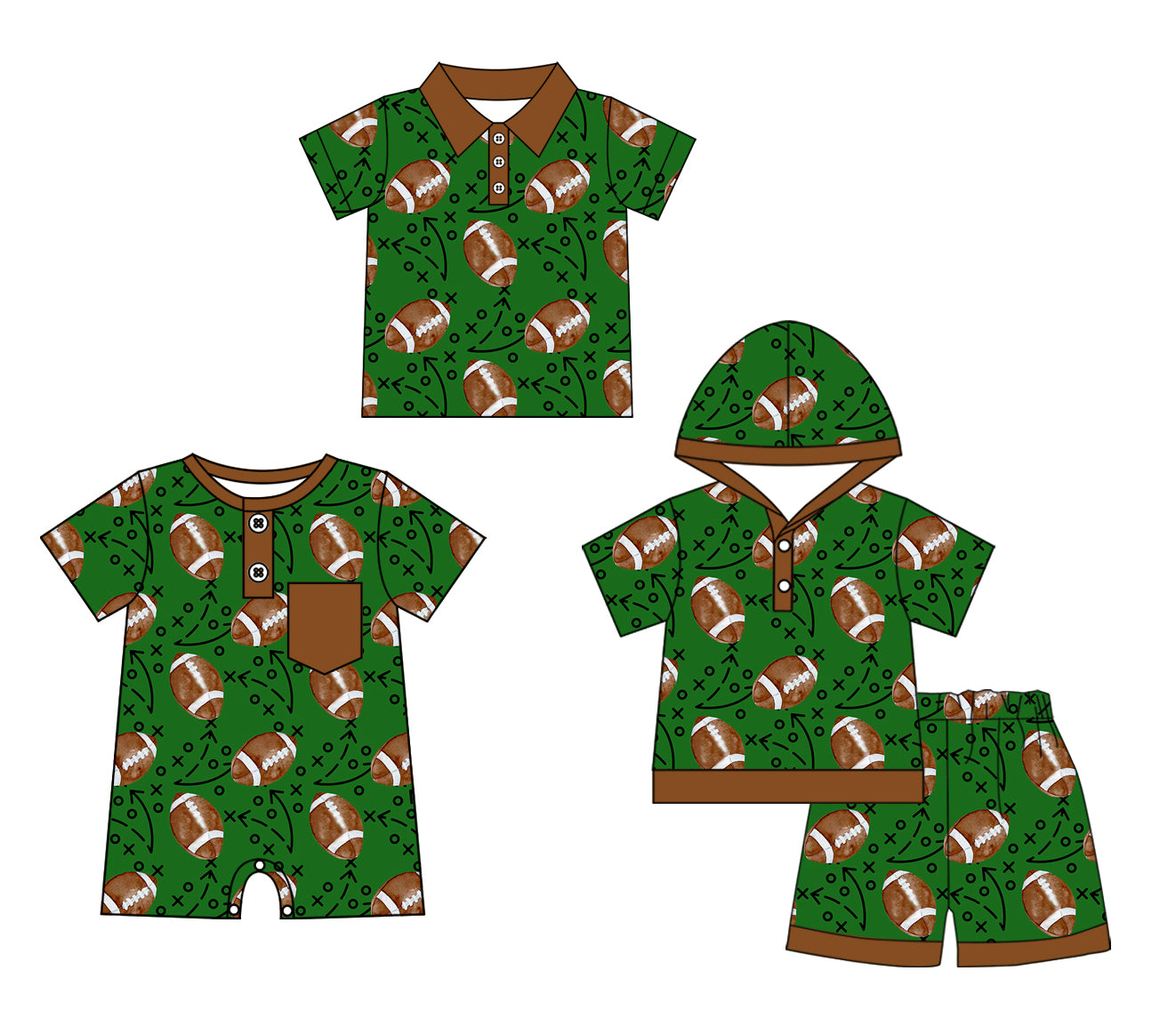 11.26 custom each style moq 5eta 4-6week Sibling Sister rugby green baby boy short sleeve shorts sets and boy romper and top match design