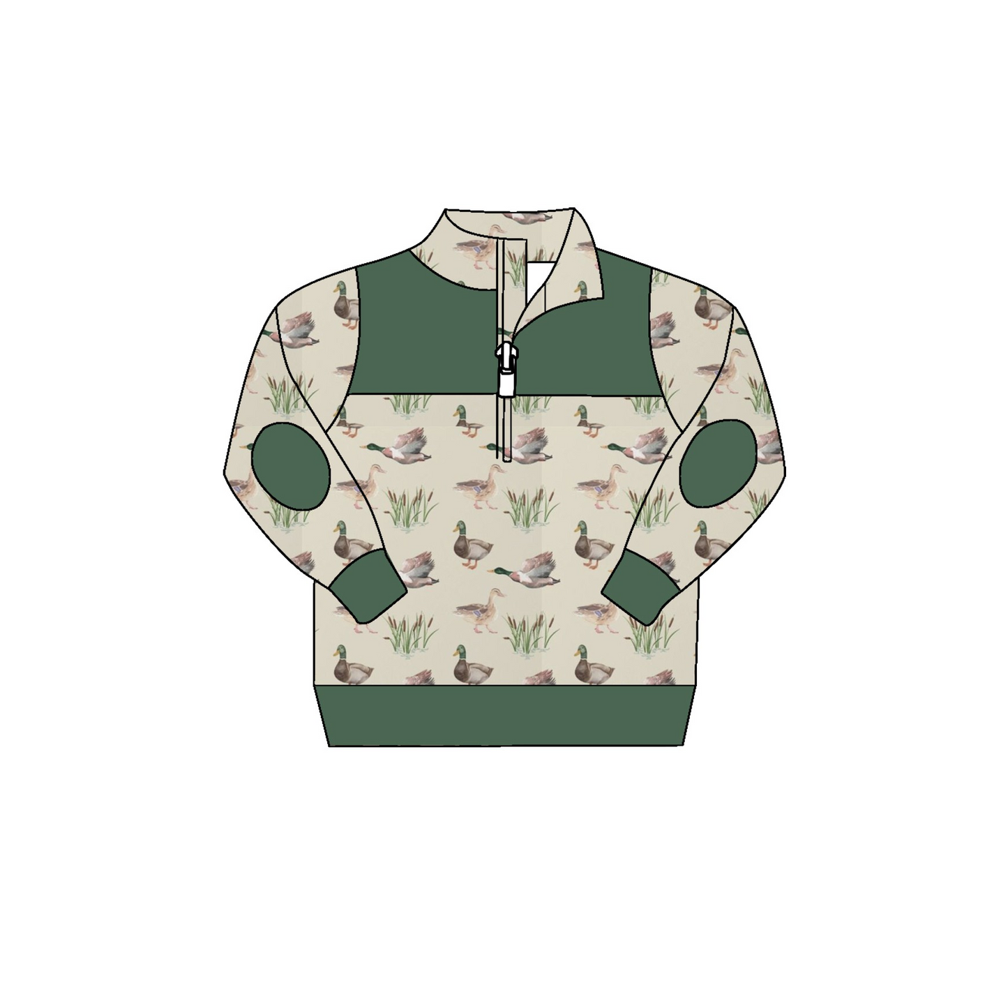 January 16 deadline time no moq Boys Zip-Up Green Long Sleeve Duck Top Pullover