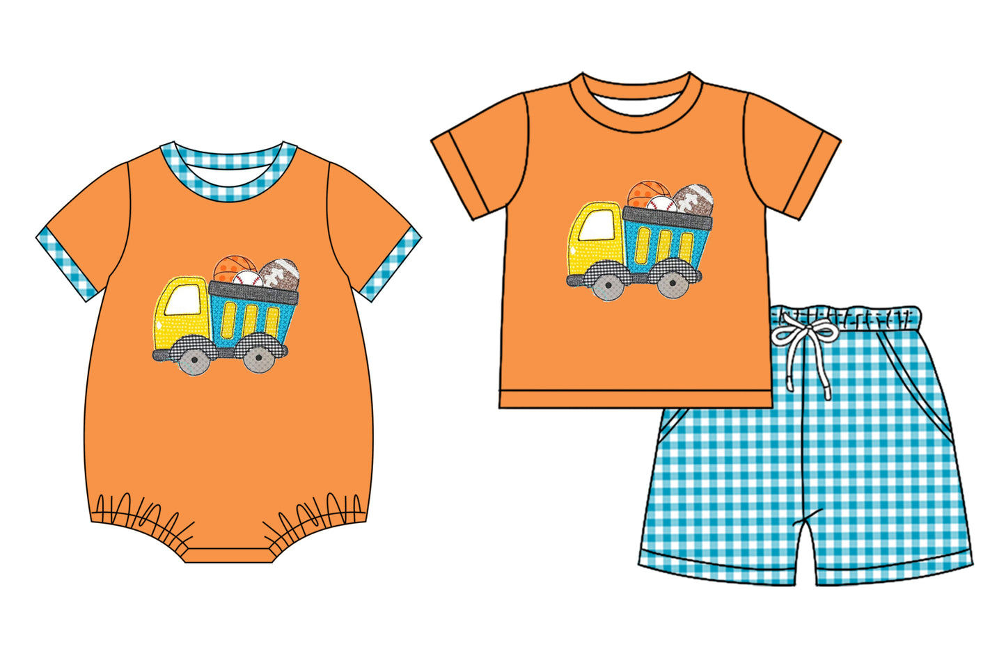 3.17 custom each style moq 5eta 4-6week Sibling Sister baby boy short sleeve shorts sets and romper match design