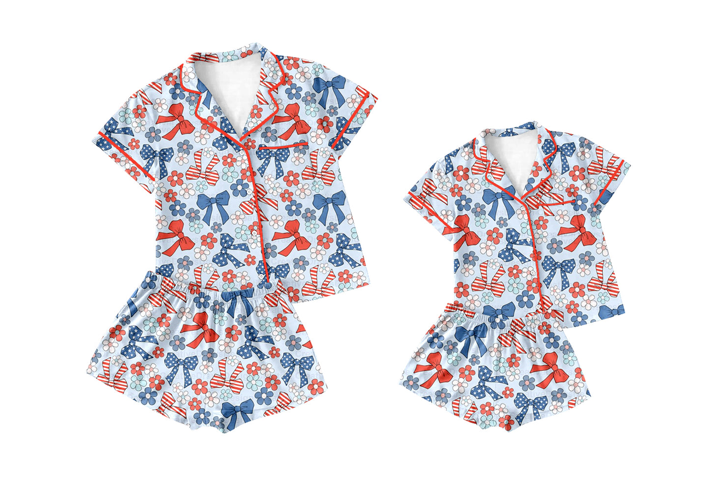 11.26 custom each style moq 5eta 4-6week Sibling Sister bow floral baby boys short sleeve shorts sets and adult sets match design