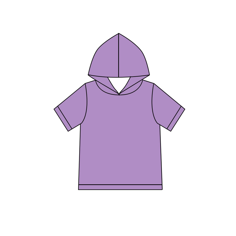 Custom moq 5 boys Blank Cotton Short Sleeve Hooded Top Lavender Short Sleeve Hooded Top