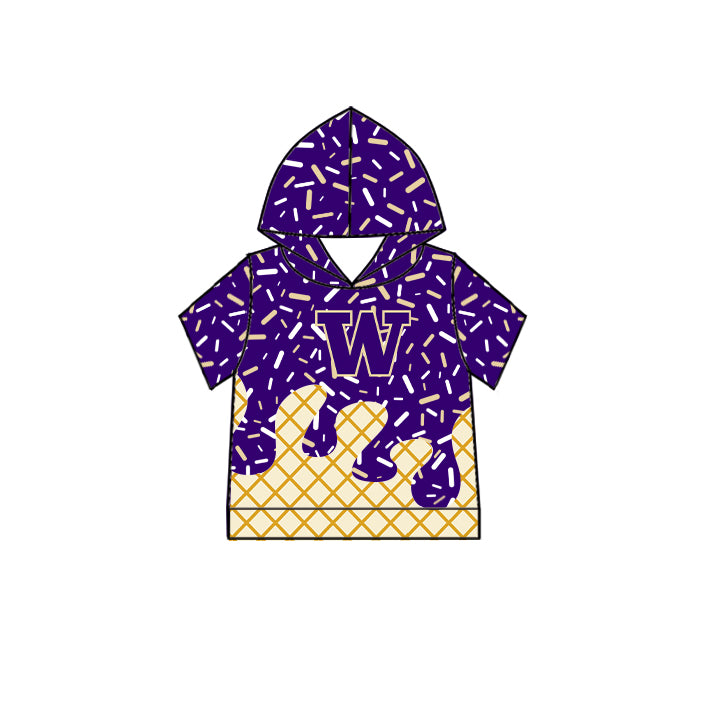 Custom summer teams baby girls clothes team purple hooded long sleeve tops and short sleeve top and dress and pants and shorts-25.6.10
