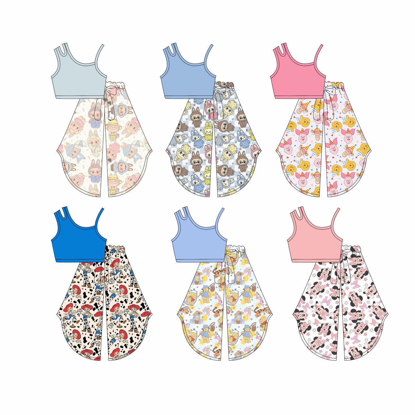 4.2 custom each style moq 5eta 4-6week Sibling Sisters baby girl short sleeve pants sets and sets 6 match family design