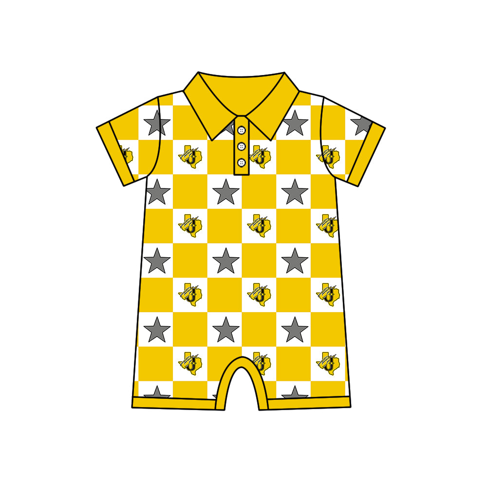 Custom moq 5 mix size milk silk summer teams Baby Girl Yellow Sleeveless Top Skirts Set Dress And Shorts Yoga Outfit Boy's Short-Sleeved Polo Shirt And Romper
