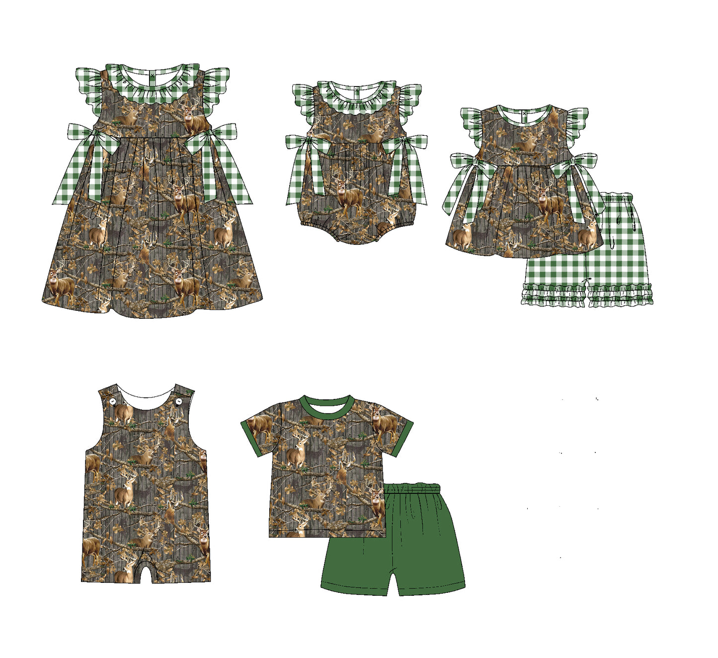 11.20 custom each style moq 5eta 4-6week Sibling Sister camouflage baby girl short sleeve shorts sets and sets 2 and girls romper and boy romper and dress match design