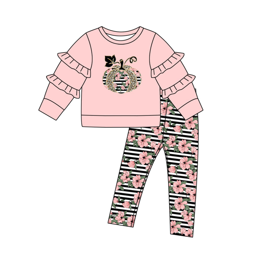 5.29 custom each style moq 5eta 4-5week Sibling Sister pumpkin pink girls outfits and baby romper match family design