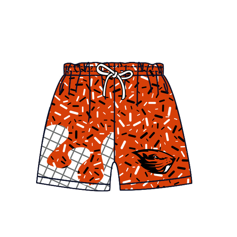 Custom moq 5 mix size milk silk summer teams Camo Hooded Short Sleeve Top Shorts Set Orange-Red Ice Cream Drips Hooded Top with Matching Shorts For Baby