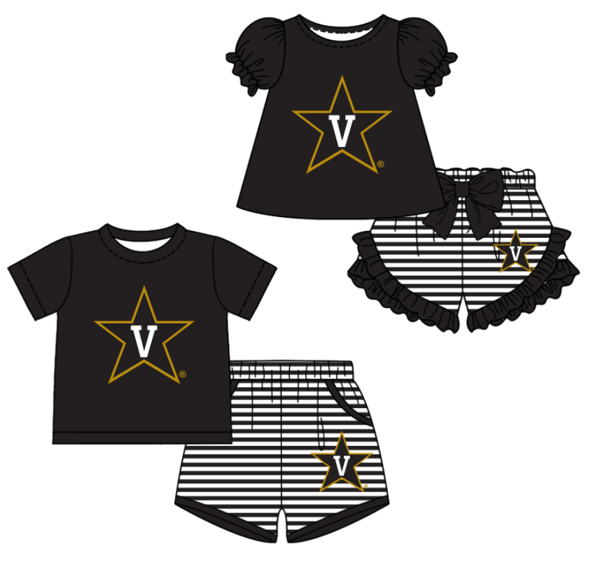 Custom moq 5 mix size milk silk summer teams black Baby Girl Boy Short-Sleeved Shorts Set Toddler Kids Clothing Set