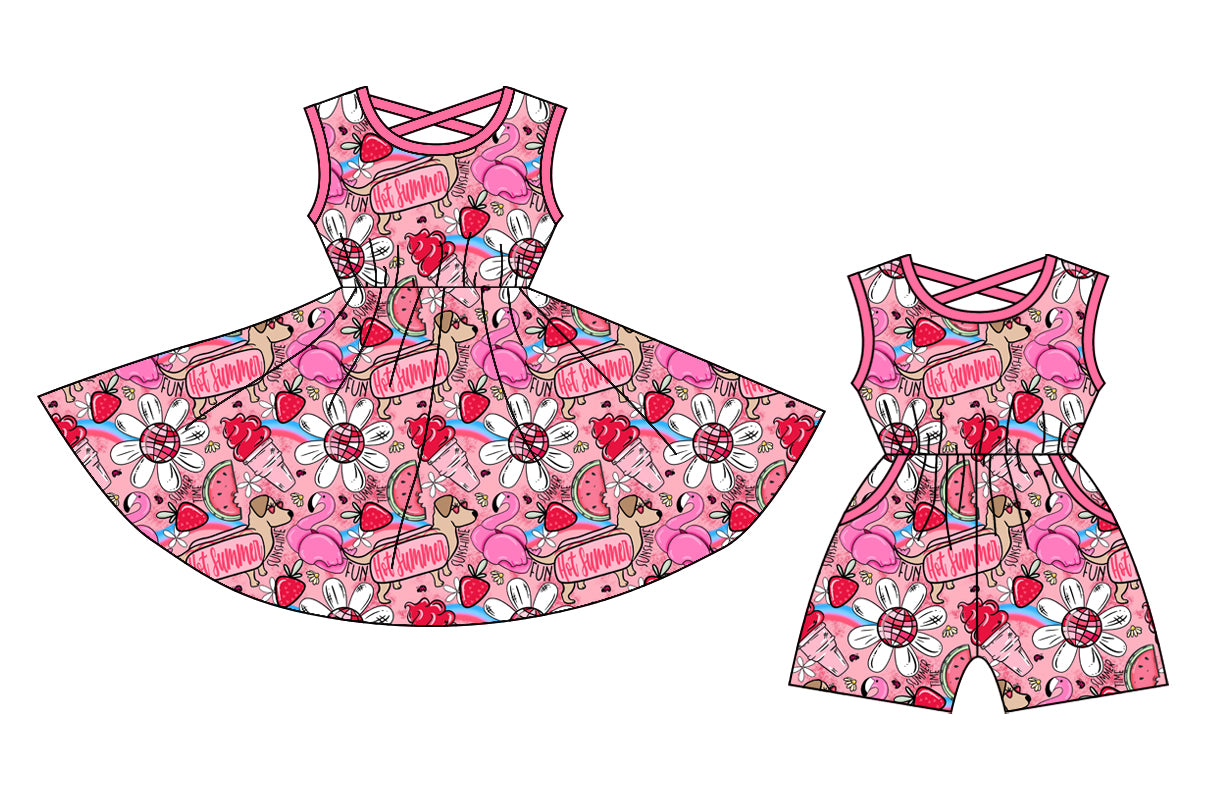 12.24 custom each style moq 5eta 4-6week Sibling Sister baby girl short sleeve shorts dress and jumpsuit match design