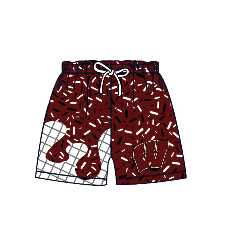 Custom moq 5 mix size milk silk summer teams Baby Camo Hooded Short Sleeve Top and Shorts Set Ice Cream Drips Dark Red Hooded Top with Matching Shorts