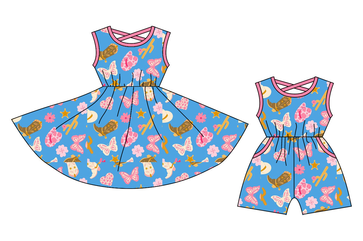 12.20 custom each style moq 5eta 4-6week Sibling Sister boots baby girl short sleeve shorts dress and jumpsuit match design