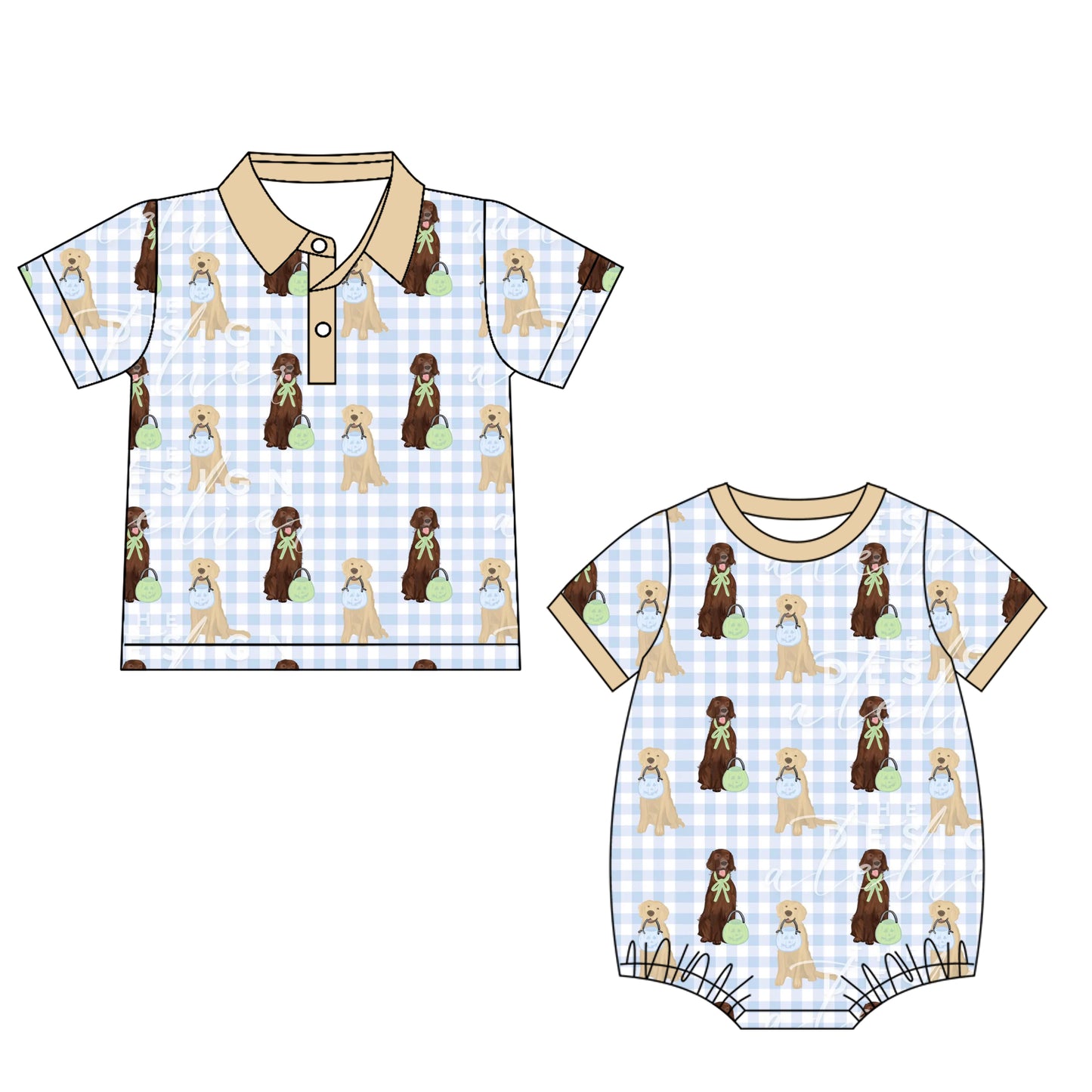 25.5.28 custom each style moq 5eta 4-6week Sibling Sister puppy baby boy short sleeve rompers and top match family design