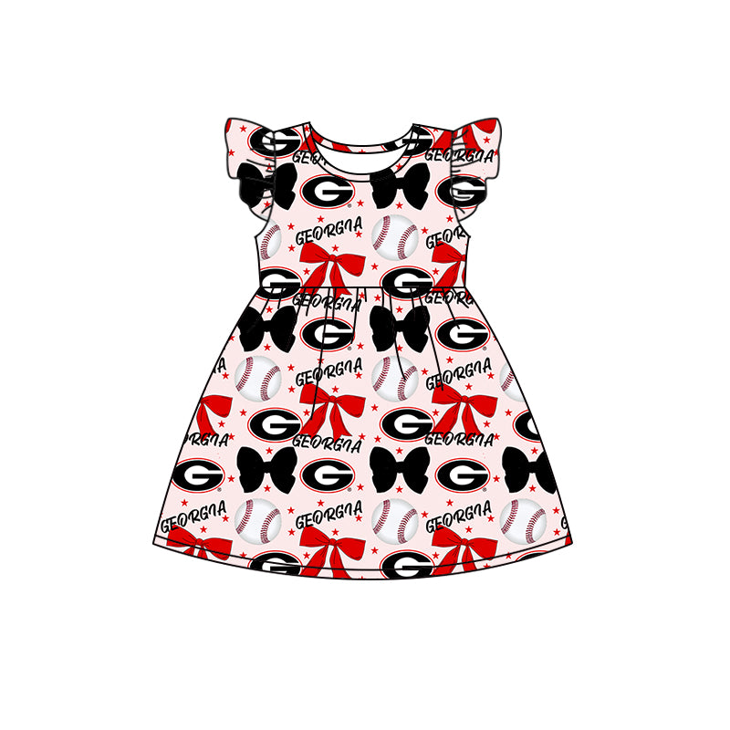 Custom moq 5 each style summer teams baby girls clothes team bow black and red long sleeve hooded pants sets and dress and romper-25.6.13
