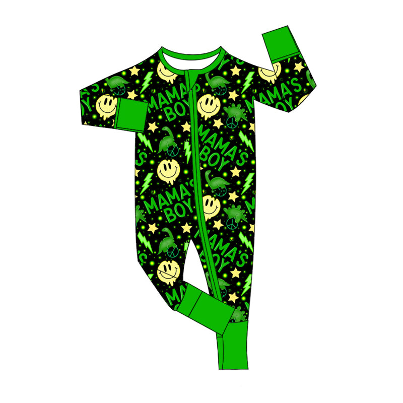 8.16 custom each style moq 5eta 4-6week Sibling Sister mama boy smiley green baby boy sets and rompers match family design