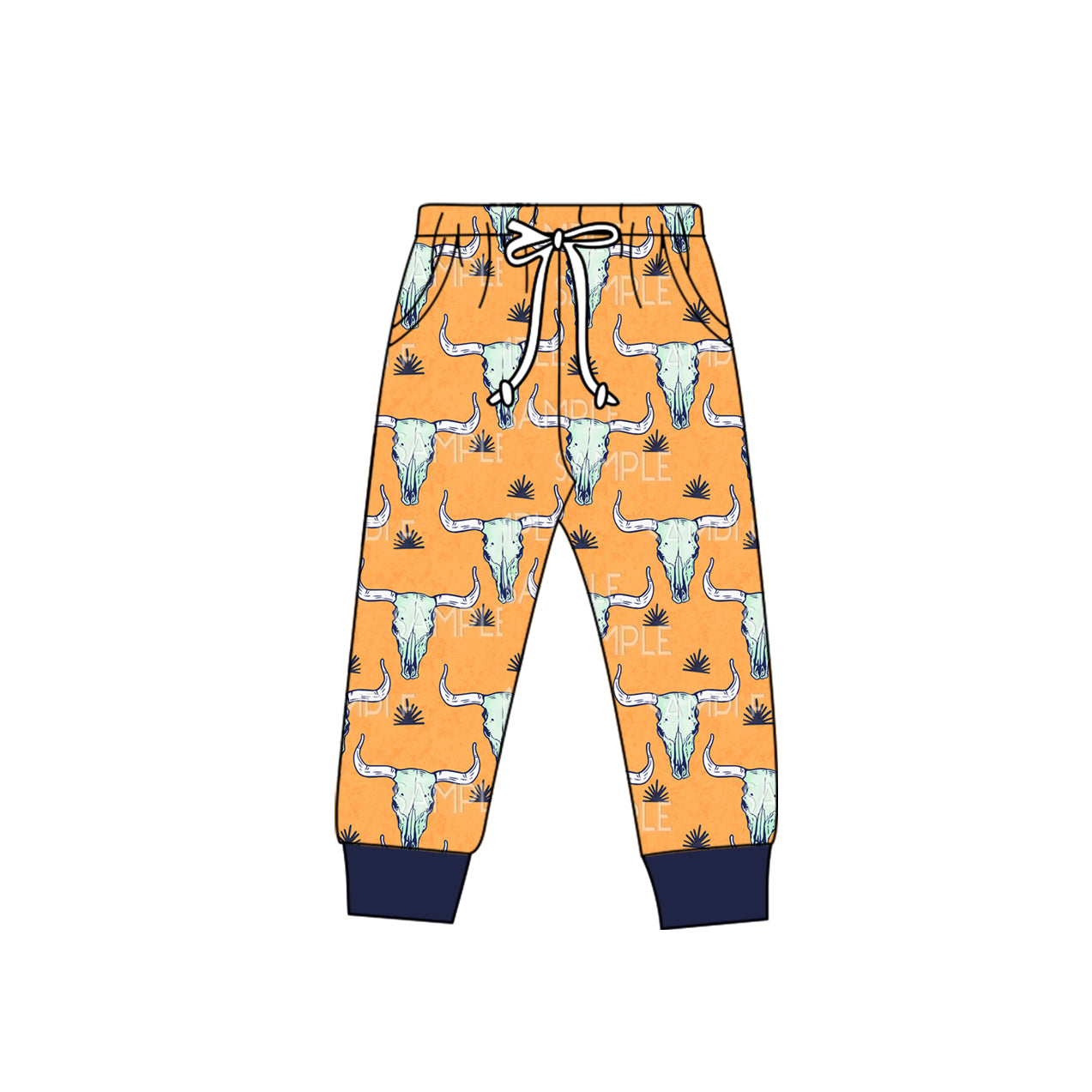 9.7 custom each style moq 5 eta 4-6week baby boys clothes cow head orange long pants