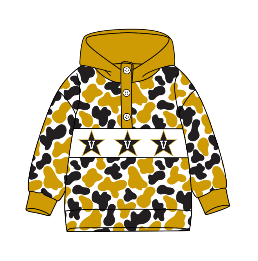 1-Custom moq 8 mix size milk silk summer team baby boy clothes camouflage yellow hooded long sleeve top-25.10.9