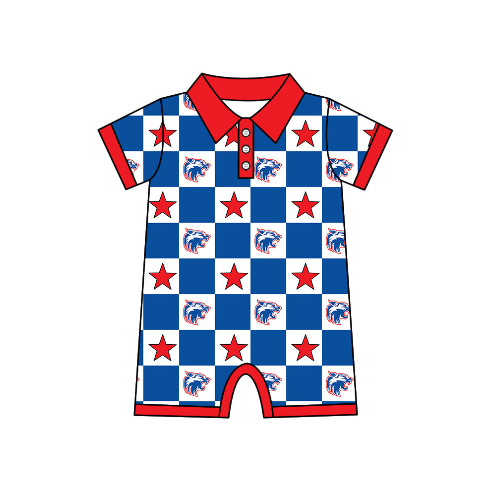 Custom moq 5 mix size milk silk summer teams Blue Checked Bows Baby Girl Sleeveless Red Top Skirt Short Set Dress And Shorts Yoga Outfit Boy's Top Shorts Set Romper