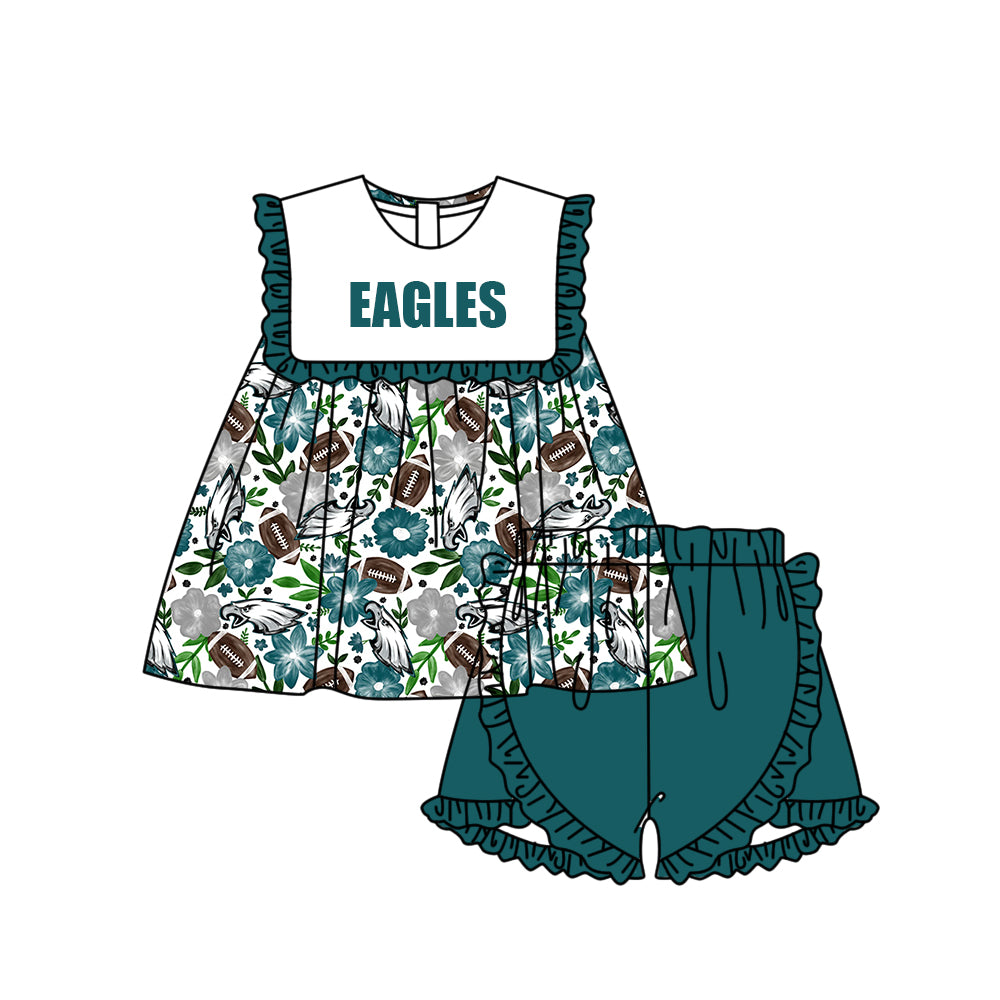Custom moq 5 mix size milk silk summer teams Baby Girl Green Sleeveless Top And Shorts Set Sleeveless Skirt Set Yoga Dress Romper