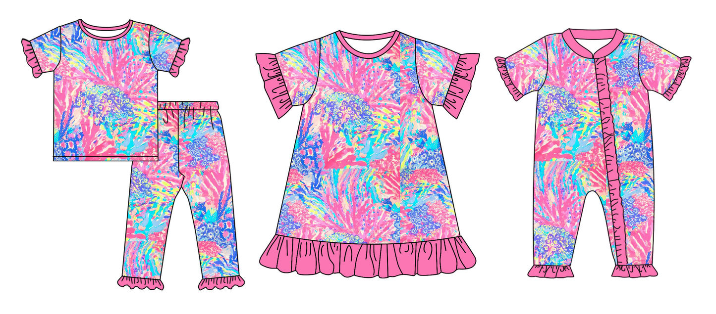 11.11 custom each style moq 5eta 4-6week Sibling Sister pattern baby girl sets and dress and rompers match family design