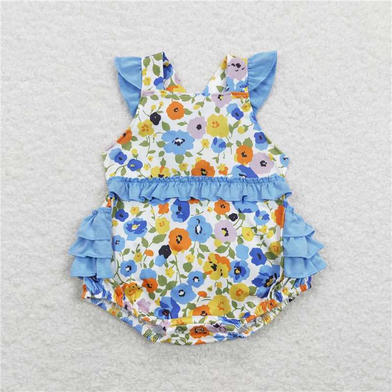 RTS baby girls clothes floral Short Sleeve Shorts sets dress romper
