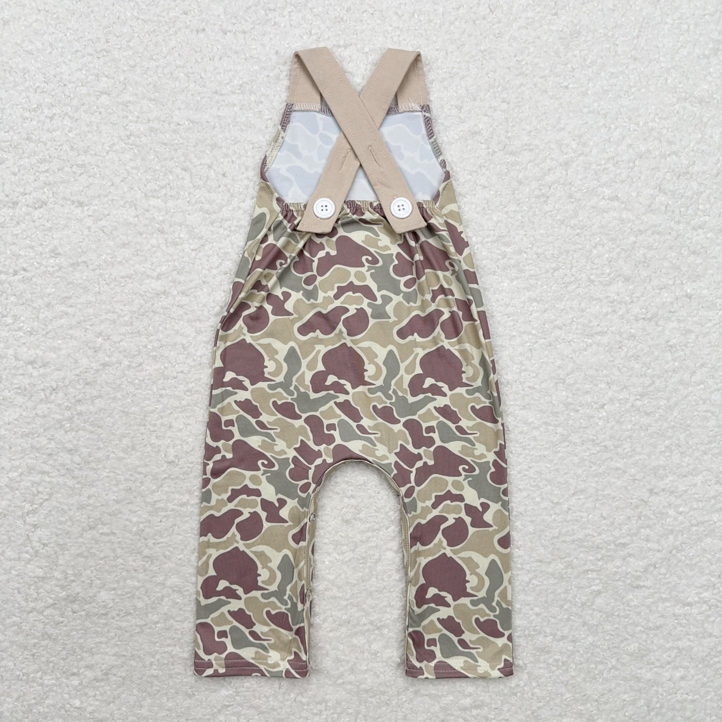 RTS NO MOQ(In Stock) SR1913 Embroidered deer head pocket camouflage sleeveless jumpsuit