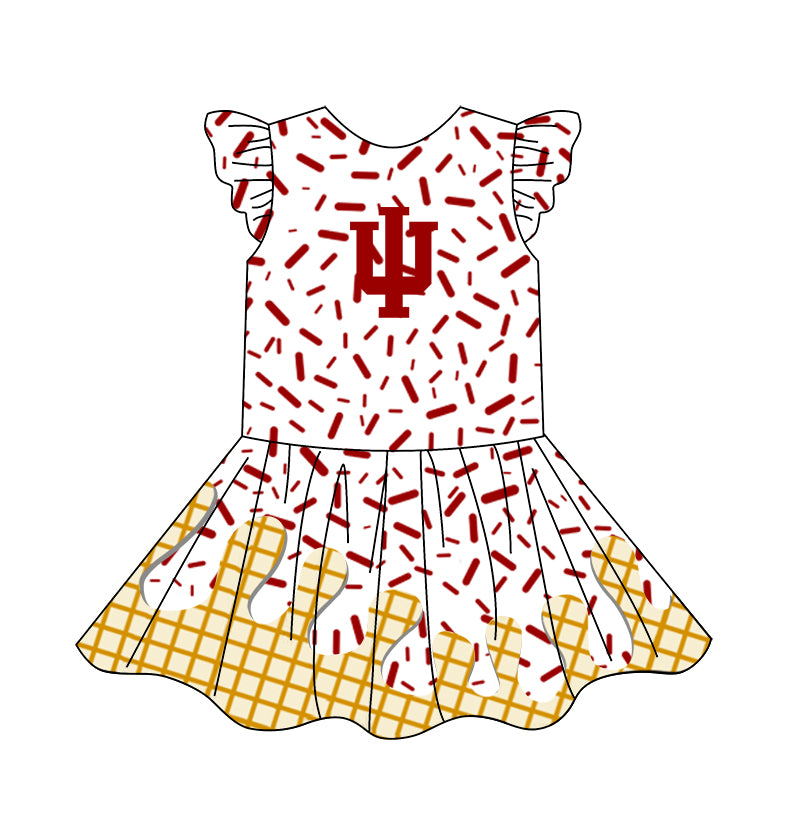 custom moq 3 eta 6-7weeks baby girls clothes team flying Sleeves Dress