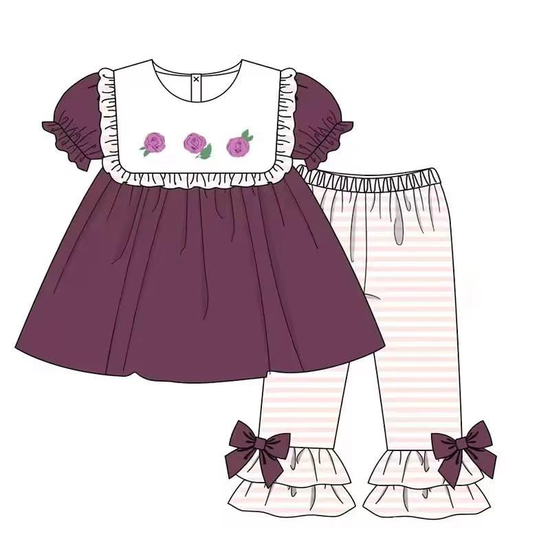 Custom moq 5 each style eta 6-7weeks baby girl clothes short sleeve pants sets-25.7.29