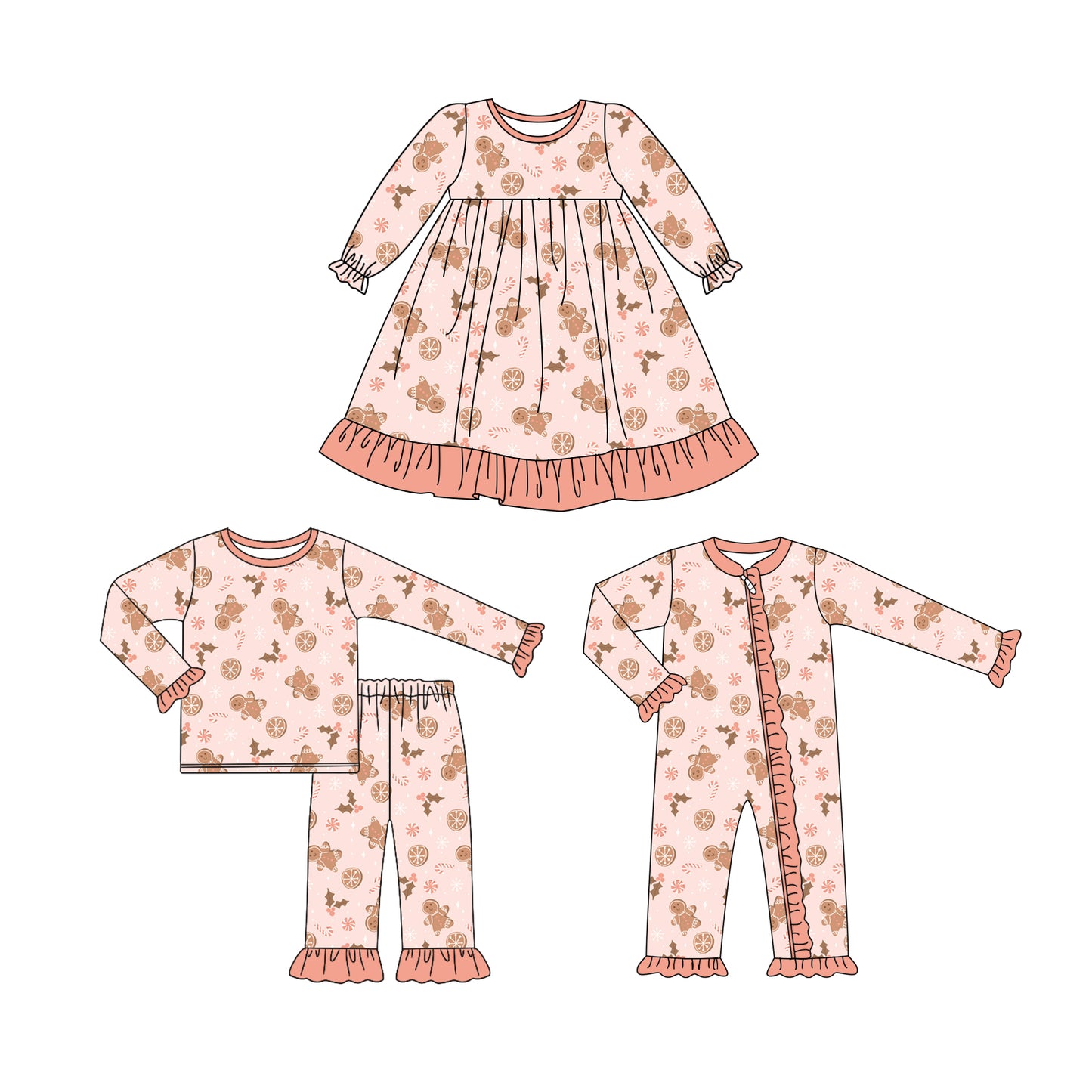 25.6.24 custom each style moq 5eta 4-6week Sibling Sisters Christmas baby girl long sleeve pants sets and dress and rompers match family design