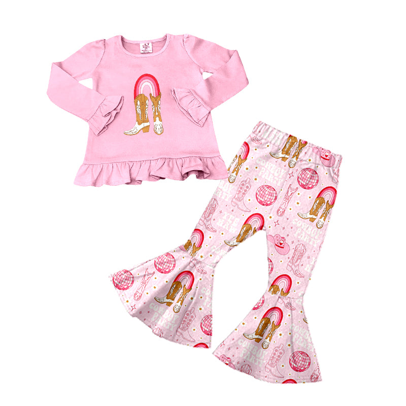 9.13 custom each style moq 5eta 4-6week baby girl clothes boots pink long sleeve pants sets