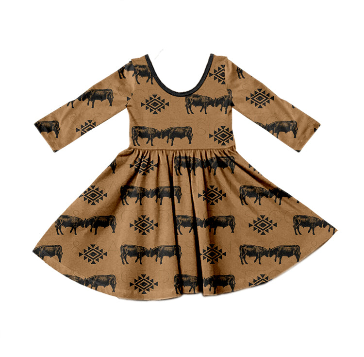8.26 custom each style moq 5eta 4-6week Sibling Sister brown baby girl sets and dress match family design