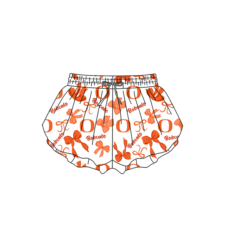 Custom moq 5 mix size milk silk summer teams Baby Girls Bow Orange Vest Top Skirt Shorts Sets Sleeveless Knee Length Dresses Yoga Shorts Yoga Active Outfit