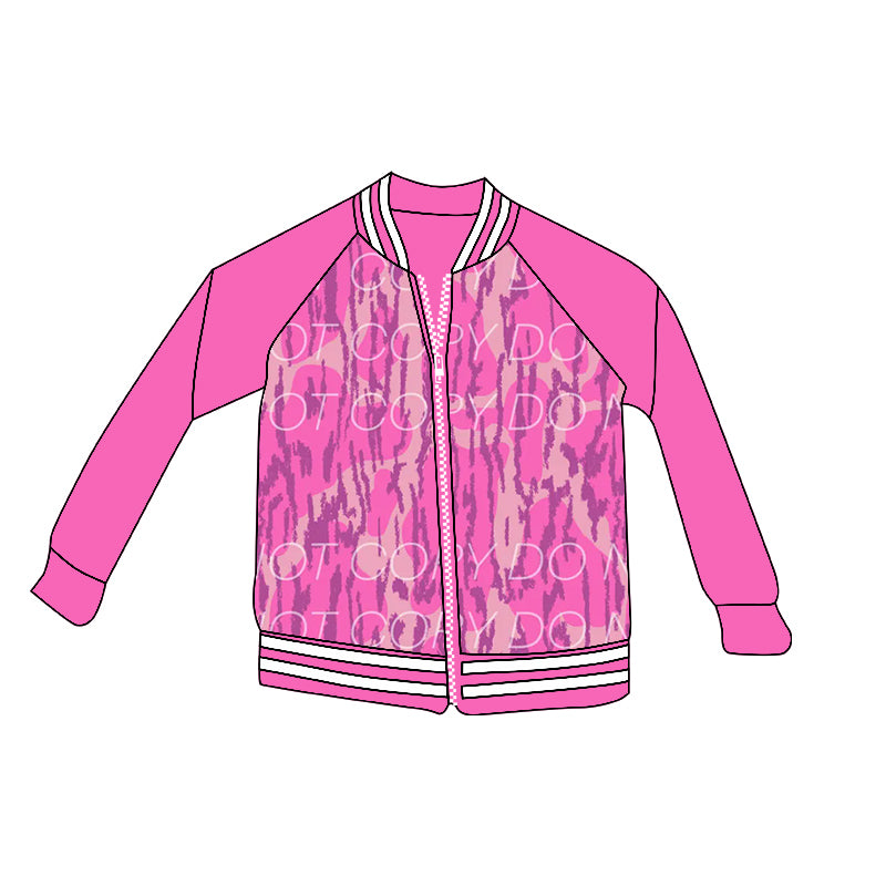8.31 custom each style moq 5 eta 4-6week baby girls clothes dark pink zipper long sleeve top