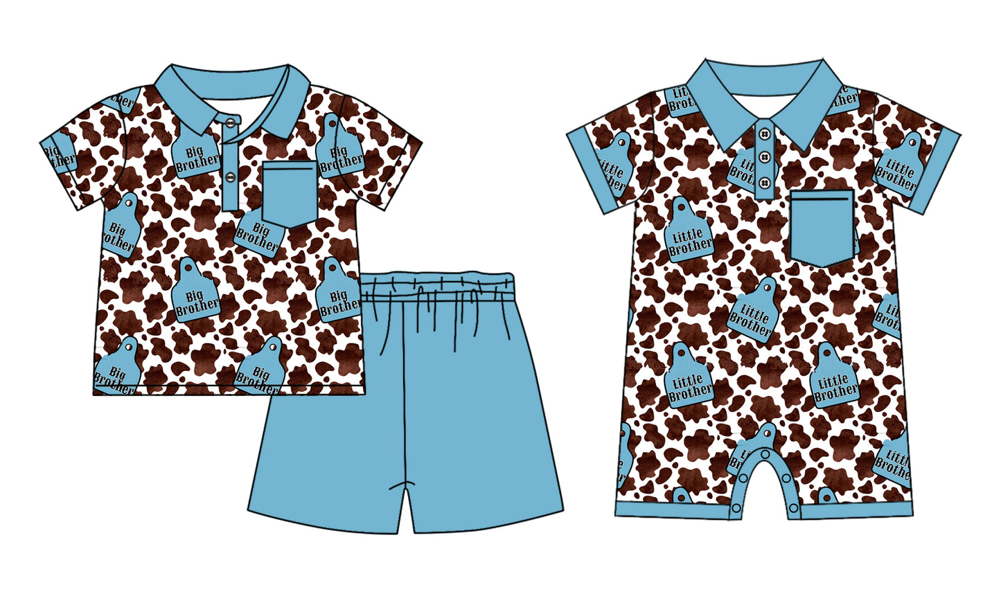 11.23 custom each style moq 5eta 4-6week Sibling Sister LITTLE BROTHER baby boy short sleeve shorts sets and rompers match design